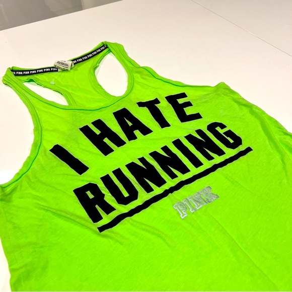 NWOT PINK Victoria’s Secret I Hate Running Tank - Picture 2 of 3